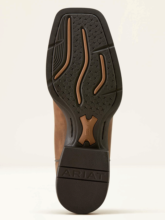 Ariat 10064053 Mens Sport Steer Skull Wide Square Toe Cowboy Boot Sandstorm Bitter Chocolate front and side view. If you need any assistance with this item or the purchase of this item please call us at five six one seven four eight eight eight zero one Monday through Saturday 10:00a.m EST to 8:00 p.m EST