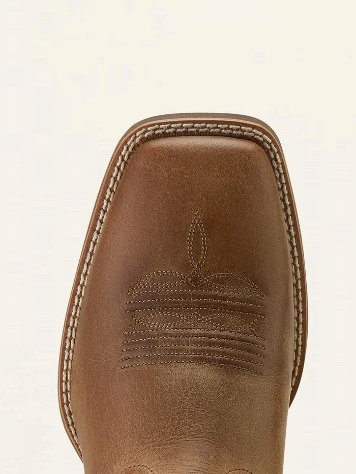 Ariat 10064053 Mens Sport Steer Skull Wide Square Toe Cowboy Boot Sandstorm Bitter Chocolate front and side view. If you need any assistance with this item or the purchase of this item please call us at five six one seven four eight eight eight zero one Monday through Saturday 10:00a.m EST to 8:00 p.m EST