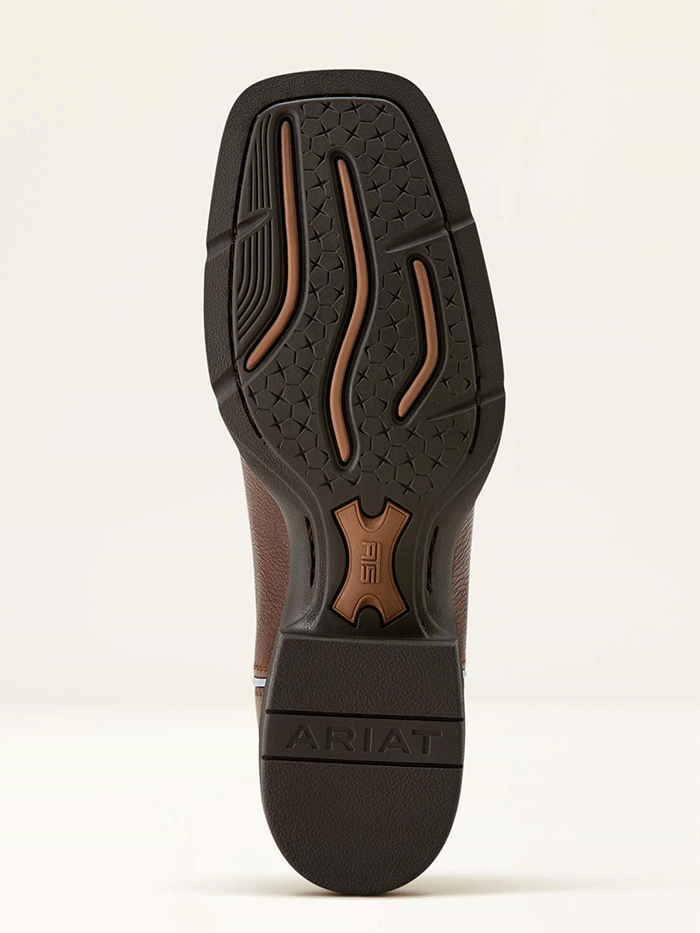Ariat 10064073 Womens Round Up Filly Wide Square Toe Western Boot Oiled Teak Loyal Blue side / front view. If you need any assistance with this item or the purchase of this item please call us at five six one seven four eight eight eight zero one Monday through Saturday 10:00a.m EST to 8:00 p.m EST