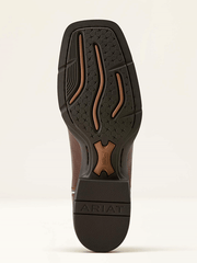 Ariat 10064073 Womens Round Up Filly Wide Square Toe Western Boot Oiled Teak Loyal Blue sole view. If you need any assistance with this item or the purchase of this item please call us at five six one seven four eight eight eight zero one Monday through Saturday 10:00a.m EST to 8:00 p.m EST