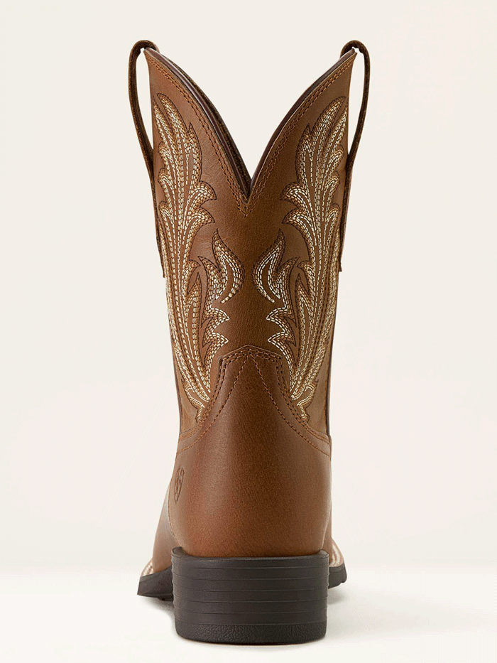Ariat 10064074 Womens Round Up Filly Wide Square Toe Western Boot Sorrel Crunch Brown front and side view. If you need any assistance with this item or the purchase of this item please call us at five six one seven four eight eight eight zero one Monday through Saturday 10:00a.m EST to 8:00 p.m EST