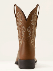 Ariat 10064074 Womens Round Up Filly Wide Square Toe Western Boot Sorrel Crunch Brown back view. If you need any assistance with this item or the purchase of this item please call us at five six one seven four eight eight eight zero one Monday through Saturday 10:00a.m EST to 8:00 p.m EST