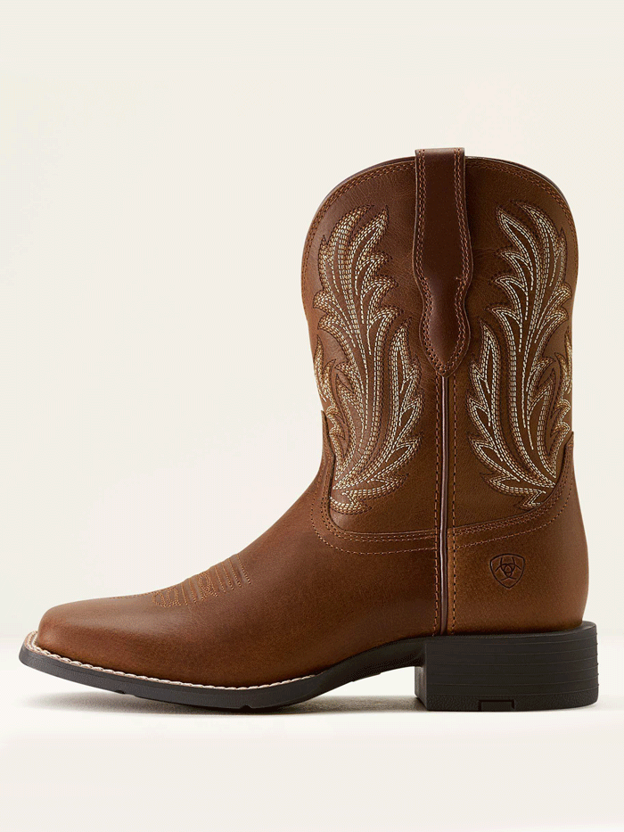 Ariat 10064074 Womens Round Up Filly Wide Square Toe Western Boot Sorrel Crunch Brown front and side view. If you need any assistance with this item or the purchase of this item please call us at five six one seven four eight eight eight zero one Monday through Saturday 10:00a.m EST to 8:00 p.m EST