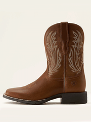Ariat 10064074 Womens Round Up Filly Wide Square Toe Western Boot Sorrel Crunch Brown side view. If you need any assistance with this item or the purchase of this item please call us at five six one seven four eight eight eight zero one Monday through Saturday 10:00a.m EST to 8:00 p.m EST
