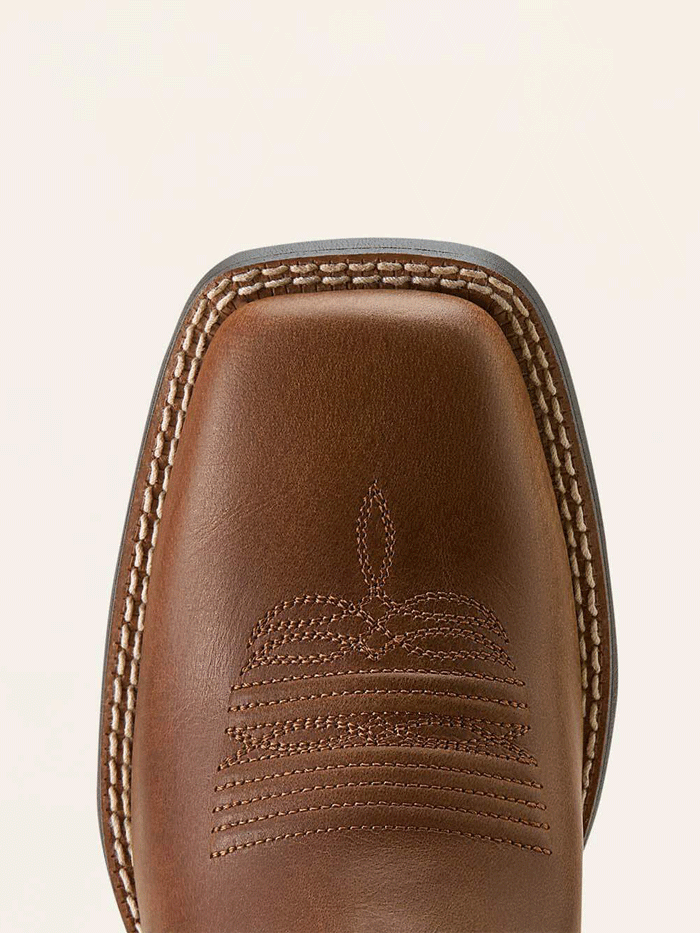 Ariat 10064074 Womens Round Up Filly Wide Square Toe Western Boot Sorrel Crunch Brown front and side view. If you need any assistance with this item or the purchase of this item please call us at five six one seven four eight eight eight zero one Monday through Saturday 10:00a.m EST to 8:00 p.m EST