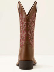 Ariat 10064076 Womens Round Up Narrow Cutter Toe Western Boot Sorrel Crunch back view. If you need any assistance with this item or the purchase of this item please call us at five six one seven four eight eight eight zero one Monday through Saturday 10:00a.m EST to 8:00 p.m EST