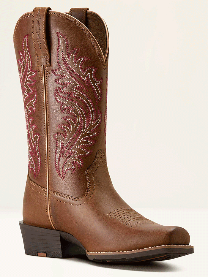 Ariat 10064076 Womens Round Up Narrow Cutter Toe Western Boot Sorrel Crunch side view pair. If you need any assistance with this item or the purchase of this item please call us at five six one seven four eight eight eight zero one Monday through Saturday 10:00a.m EST to 8:00 p.m EST