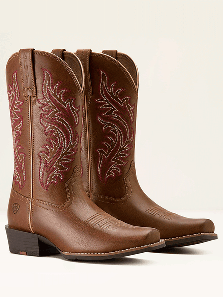Ariat 10064076 Womens Round Up Narrow Cutter Toe Western Boot Sorrel Crunch side view pair. If you need any assistance with this item or the purchase of this item please call us at five six one seven four eight eight eight zero one Monday through Saturday 10:00a.m EST to 8:00 p.m EST