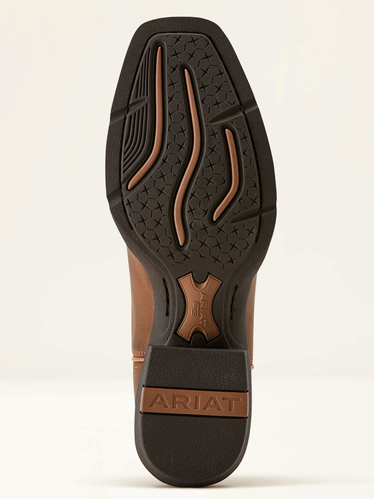 Ariat 10064076 Womens Round Up Narrow Cutter Toe Western Boot Sorrel Crunch sole view. If you need any assistance with this item or the purchase of this item please call us at five six one seven four eight eight eight zero one Monday through Saturday 10:00a.m EST to 8:00 p.m EST