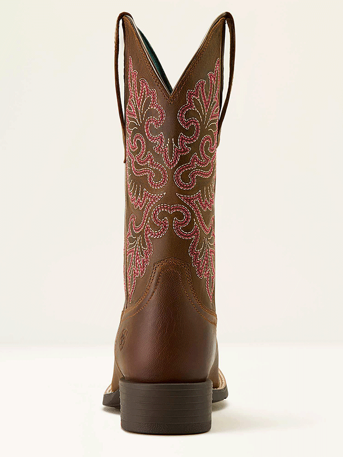 Ariat 10064078 Womens Round Up StretchFit Wide Square Toe Western Boot Sassy Brown side / front view pair. If you need any assistance with this item or the purchase of this item please call us at five six one seven four eight eight eight zero one Monday through Saturday 10:00a.m EST to 8:00 p.m EST