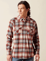 Ariat 10065761 Mens Harper Retro Fit Plaid Shirt Rust front view. If you need any assistance with this item or the purchase of this item please call us at five six one seven four eight eight eight zero one Monday through Saturday 10:00a.m EST to 8:00 p.m EST