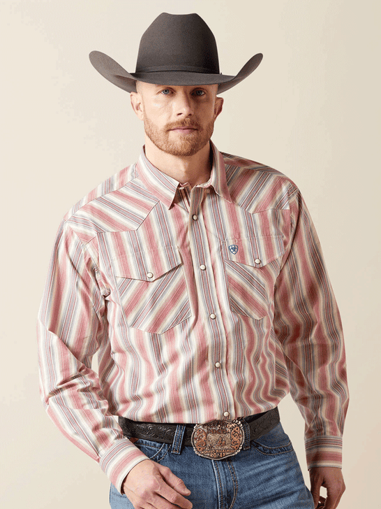 Ariat 10065783 Mens  Pro Series Flynn Classic Fit Shirt Cream front view. If you need any assistance with this item or the purchase of this item please call us at five six one seven four eight eight eight zero one Monday through Saturday 10:00a.m EST to 8:00 p.m EST