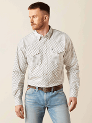 Ariat 10065784 Mens Fenn Classic Fit Shirt White front view. If you need any assistance with this item or the purchase of this item please call us at five six one seven four eight eight eight zero one Monday through Saturday 10:00a.m EST to 8:00 p.m EST