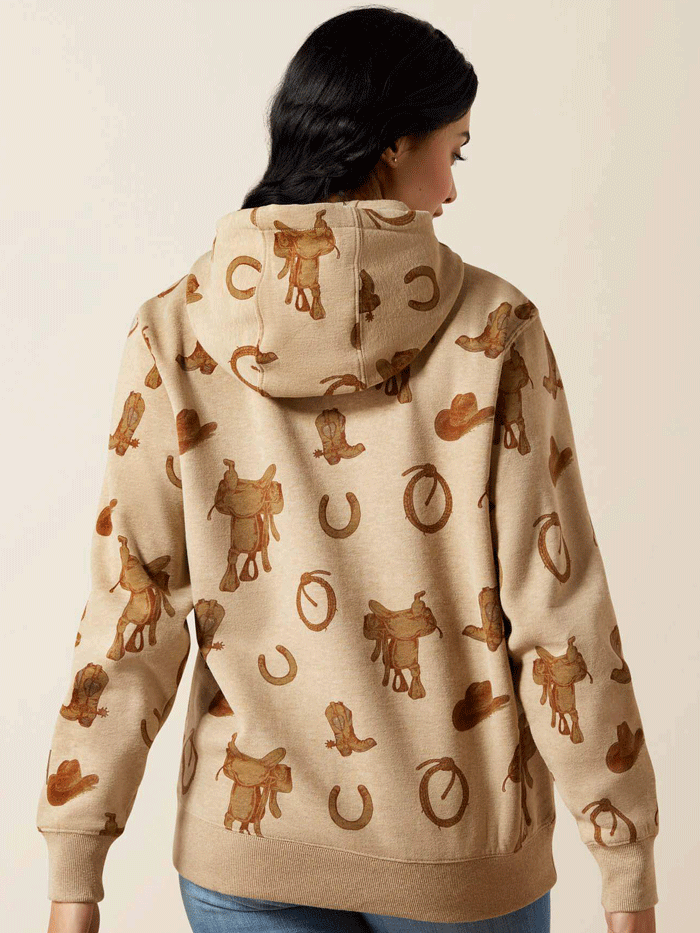 Ariat 10065823 Womens Logo 2.0 Hoodie Savannah Tan Heather front view. If you need any assistance with this item or the purchase of this item please call us at five six one seven four eight eight eight zero one Monday through Saturday 10:00a.m EST to 8:00 p.m EST