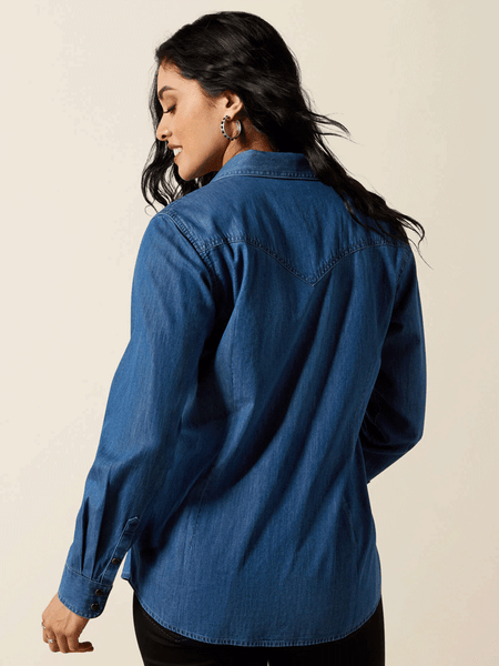 Ariat 10065864 Womens True Blue Shirt Vintage Indigo back view. If you need any assistance with this item or the purchase of this item please call us at five six one seven four eight eight eight zero one Monday through Saturday 10:00a.m EST to 8:00 p.m EST