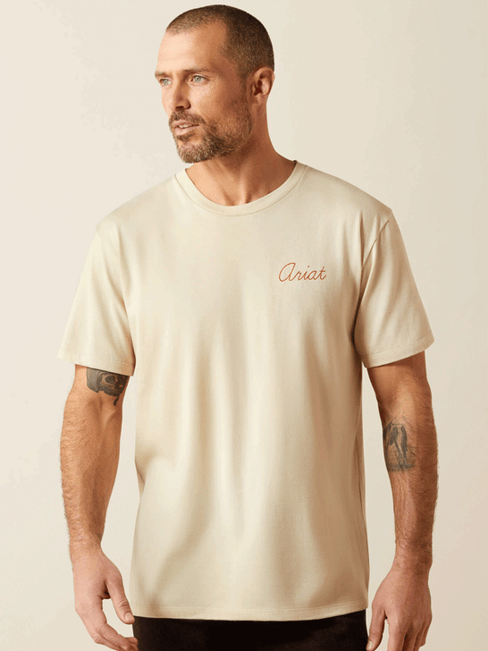 Ariat 10065893 Mens Roper's Delight T-Shirt Natural front view. If you need any assistance with this item or the purchase of this item please call us at five six one seven four eight eight eight zero one Monday through Saturday 10:00a.m EST to 8:00 p.m EST