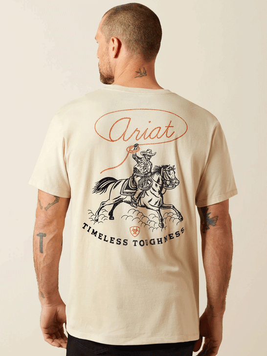 Ariat 10065893 Mens Roper's Delight T-Shirt Natural back view. If you need any assistance with this item or the purchase of this item please call us at five six one seven four eight eight eight zero one Monday through Saturday 10:00a.m EST to 8:00 p.m EST