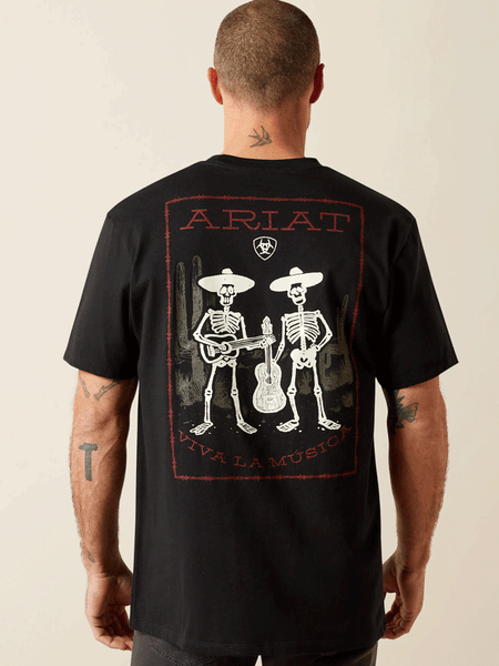 Ariat 10065895 Mens Grateful Muertos T-Shirt Black back view. If you need any assistance with this item or the purchase of this item please call us at five six one seven four eight eight eight zero one Monday through Saturday 10:00a.m EST to 8:00 p.m EST