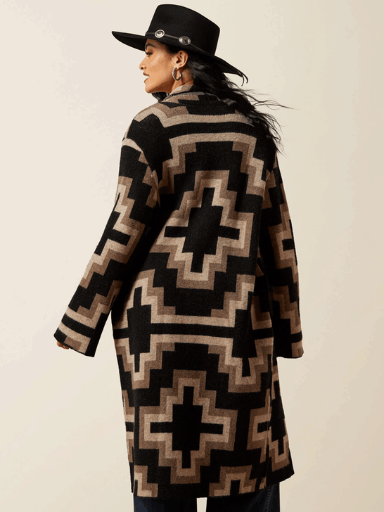 Ariat 10065949 Womens Barrel Sweater Coat Nala Southwest back view. If you need any assistance with this item or the purchase of this item please call us at five six one seven four eight eight eight zero one Monday through Saturday 10:00a.m EST to 8:00 p.m EST