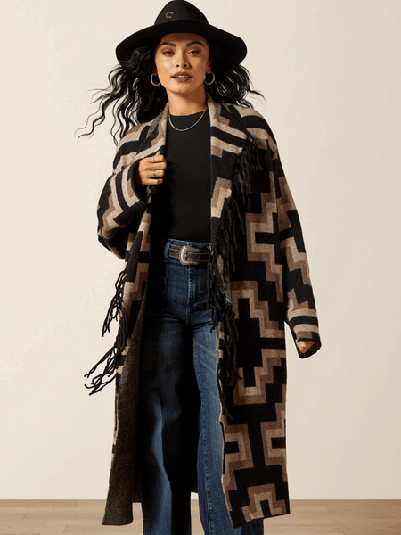 Ariat 10065949 Womens Barrel Sweater Coat Nala Southwest front view. If you need any assistance with this item or the purchase of this item please call us at five six one seven four eight eight eight zero one Monday through Saturday 10:00a.m EST to 8:00 p.m EST
