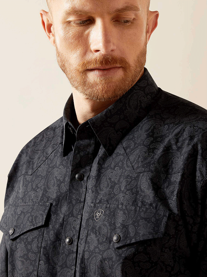 Ariat 10065962 Mens Finnigan Classic Fit Shirt Black front view. If you need any assistance with this item or the purchase of this item please call us at five six one seven four eight eight eight zero one Monday through Saturday 10:00a.m EST to 8:00 p.m EST