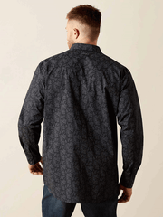 Ariat 10065962 Mens Finnigan Classic Fit Shirt Black back view. If you need any assistance with this item or the purchase of this item please call us at five six one seven four eight eight eight zero one Monday through Saturday 10:00a.m EST to 8:00 p.m EST