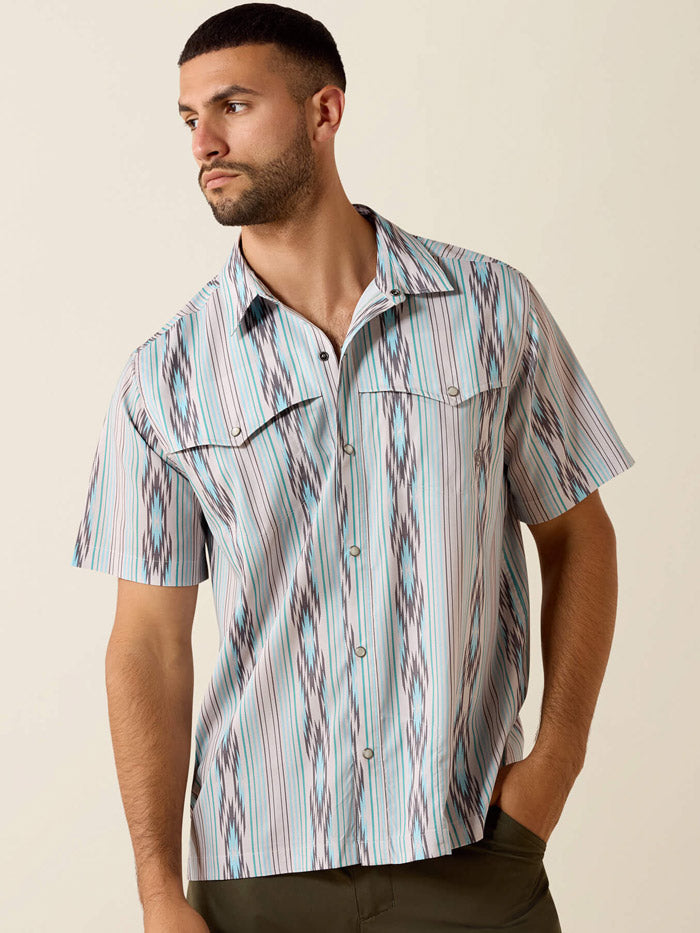 Ariat 10071047 Mens Printed VentTEK Western Yoke Classic Fit Snap Shirt Moonbeam front view. If you need any assistance with this item or the purchase of this item please call us at five six one seven four eight eight eight zero one Monday through Saturday 10:00a.m EST to 8:00 p.m EST
