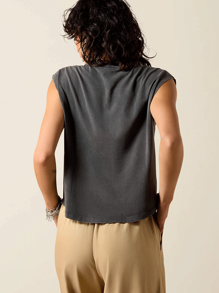 Ariat 10071109 Womens Dallas Cropped T-Shirt Charcoal Mineral wash. If you need any assistance with this item or the purchase of this item please call us at five six one seven four eight eight eight zero one Monday through Saturday 10:00a.m EST to 8:00 p.m EST