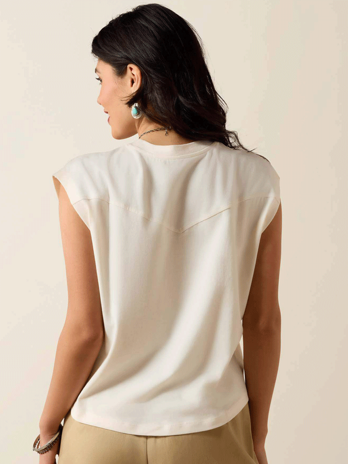 Ariat 10071110 Womens Wild West Cropped T-Shirt Sea Salt Ivory front view. If you need any assistance with this item or the purchase of this item please call us at five six one seven four eight eight eight zero one Monday through Saturday 10:00a.m EST to 8:00 p.m EST
