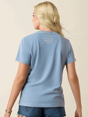 Ariat 10071112 Womens Lucky Dreams T-Shirt Ashleigh Blue back view. If you need any assistance with this item or the purchase of this item please call us at five six one seven four eight eight eight zero one Monday through Saturday 10:00a.m EST to 8:00 p.m EST