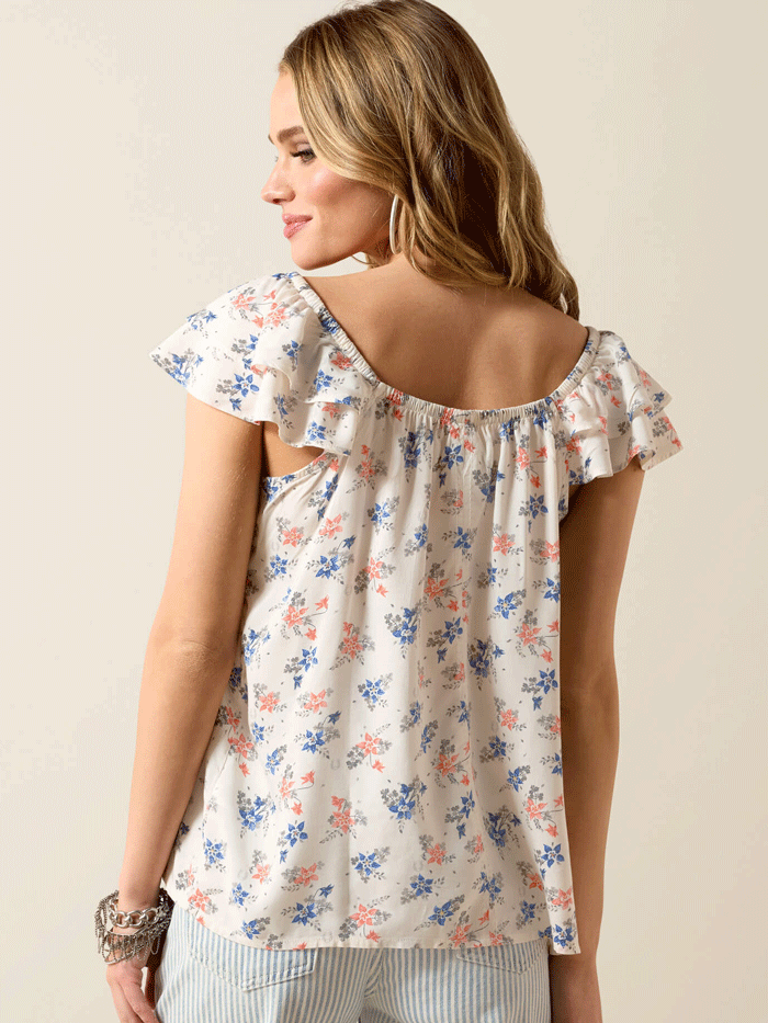 Ariat 10071134 Womens Lynn Top Floral Print White front view. If you need any assistance with this item or the purchase of this item please call us at five six one seven four eight eight eight zero one Monday through Saturday 10:00a.m EST to 8:00 p.m EST

