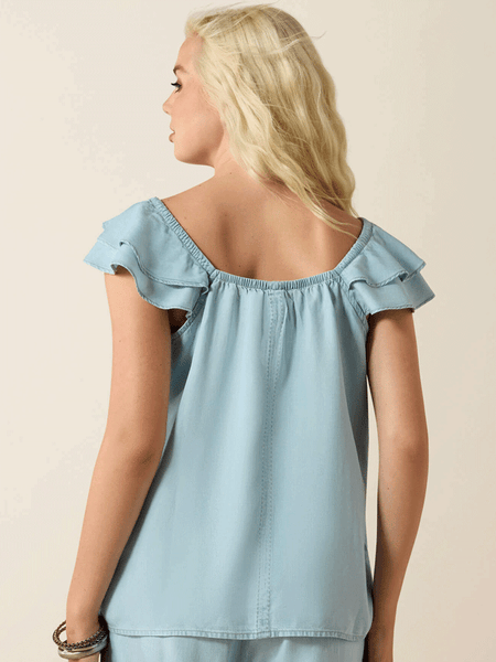 Ariat 10071135 Womens Lynn Top Light Blue back view. If you need any assistance with this item or the purchase of this item please call us at five six one seven four eight eight eight zero one Monday through Saturday 10:00a.m EST to 8:00 p.m EST