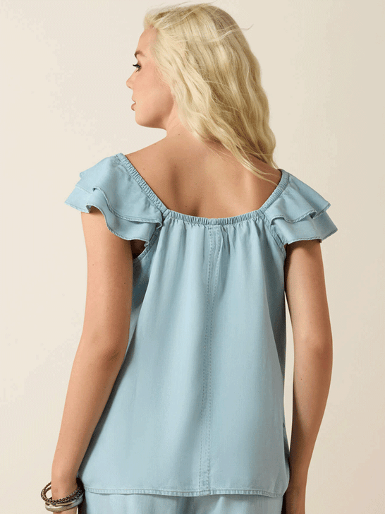 Ariat 10071135 Womens Lynn Top Light Blue back view. If you need any assistance with this item or the purchase of this item please call us at five six one seven four eight eight eight zero one Monday through Saturday 10:00a.m EST to 8:00 p.m EST