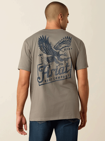 Ariat 10071193 Mens Patriot T-Shirt Smoke Pearl back view. If you need any assistance with this item or the purchase of this item please call us at five six one seven four eight eight eight zero one Monday through Saturday 10:00a.m EST to 8:00 p.m EST