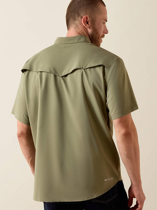 Ariat 10071257 Mens Western VentTEK Classic Fit Shirt Deep Lichen Green back view. If you need any assistance with this item or the purchase of this item please call us at five six one seven four eight eight eight zero one Monday through Saturday 10:00a.m EST to 8:00 p.m EST