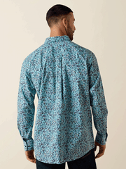 Ariat 10071602 Mens Phelps Classic Fit Shirt Paisley Print Blue back view. If you need any assistance with this item or the purchase of this item please call us at five six one seven four eight eight eight zero one Monday through Saturday 10:00a.m EST to 8:00 p.m EST