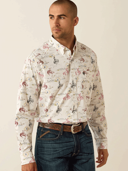 Ariat 10071606 Mens Taber Classic Fit Long Sleeve Shirt White front view. If you need any assistance with this item or the purchase of this item please call us at five six one seven four eight eight eight zero one Monday through Saturday 10:00a.m EST to 8:00 p.m EST
