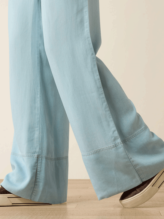 Ariat 10071640 Womens Aylin Loose Pants Light Blue leg view. If you need any assistance with this item or the purchase of this item please call us at five six one seven four eight eight eight zero one Monday through Saturday 10:00a.m EST to 8:00 p.m EST