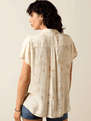 Ariat 10071695 Womens Badlands Short Sleeve Shirt Natural back view. If you need any assistance with this item or the purchase of this item please call us at five six one seven four eight eight eight zero one Monday through Saturday 10:00a.m EST to 8:00 p.m EST