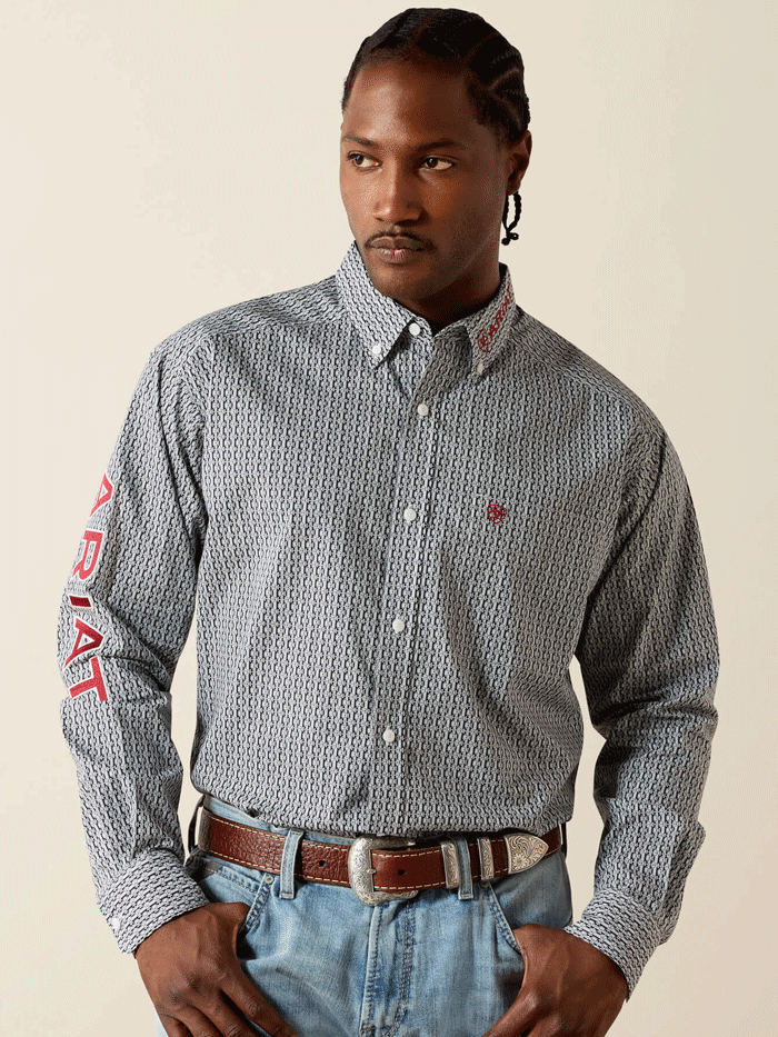 Ariat 10071716 Mens Team Ward Classic Fit Shirt Black front view. If you need any assistance with this item or the purchase of this item please call us at five six one seven four eight eight eight zero one Monday through Saturday 10:00a.m EST to 8:00 p.m EST
