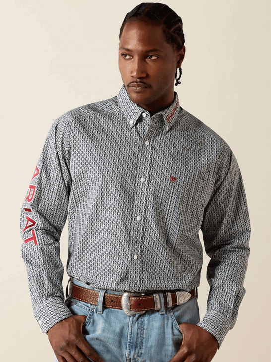 Ariat 10071716 Mens Team Ward Classic Fit Shirt Black front view. If you need any assistance with this item or the purchase of this item please call us at five six one seven four eight eight eight zero one Monday through Saturday 10:00a.m EST to 8:00 p.m EST
