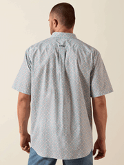 Ariat 10071730 Mens Pier Classic Fit Short Sleeve Shirt Southwest Print Light Blue back view. If you need any assistance with this item or the purchase of this item please call us at five six one seven four eight eight eight zero one Monday through Saturday 10:00a.m EST to 8:00 p.m EST