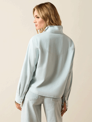 Ariat 10071774 Womens Asheville Snap Shirt Light Blue back view. If you need any assistance with this item or the purchase of this item please call us at five six one seven four eight eight eight zero one Monday through Saturday 10:00a.m EST to 8:00 p.m EST