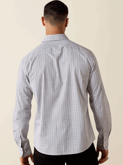 Ariat 10072728 Mens Mercer Modern Fit Shirt Geo Cube Print Silver Grey back view. If you need any assistance with this item or the purchase of this item please call us at five six one seven four eight eight eight zero one Monday through Saturday 10:00a.m EST to 8:00 p.m EST
