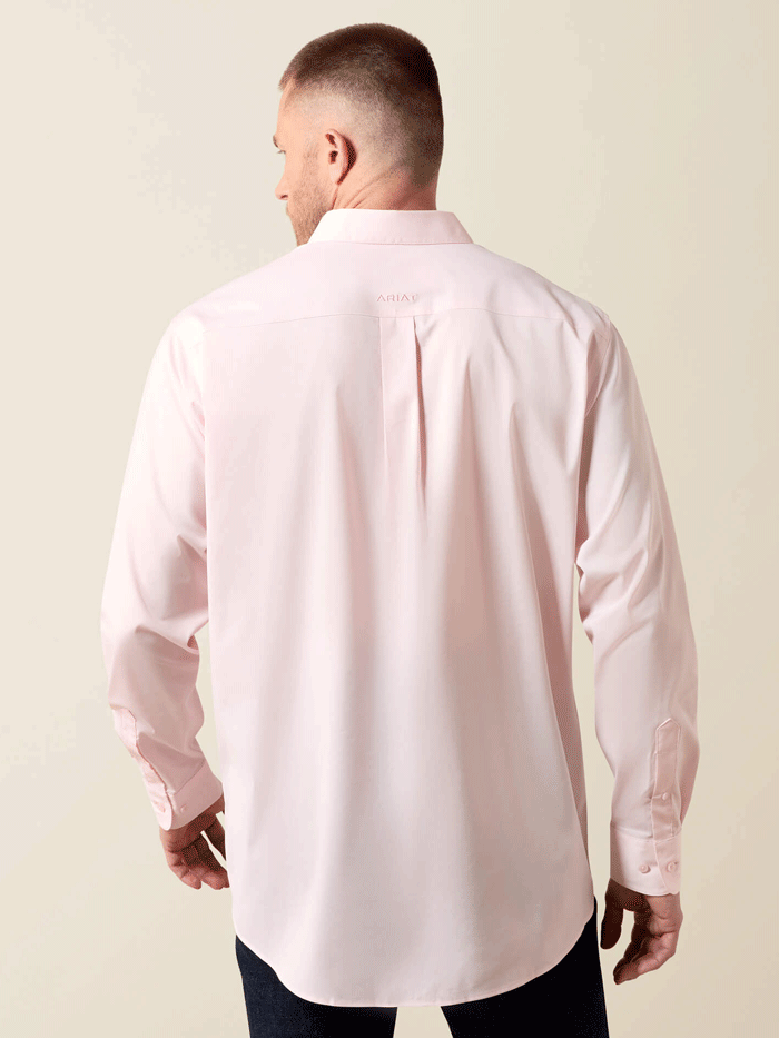 Ariat 10072738 Mens Everything Classic Fit Long Sleeve Shirt Icy Pink front view. If you need any assistance with this item or the purchase of this item please call us at five six one seven four eight eight eight zero one Monday through Saturday 10:00a.m EST to 8:00 p.m EST
