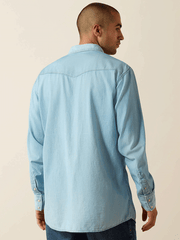 Ariat 10072942 Mens Classic Cowboy Shirt Brody Light Blue back view. If you need any assistance with this item or the purchase of this item please call us at five six one seven four eight eight eight zero one Monday through Saturday 10:00a.m EST to 8:00 p.m EST

