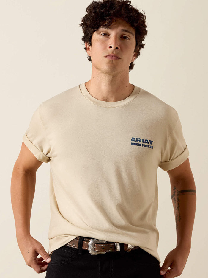 Ariat 10073416 Mens Proven Stamp Classic Fit T-Shirt Natural back view. If you need any assistance with this item or the purchase of this item please call us at five six one seven four eight eight eight zero one Monday through Saturday 10:00a.m EST to 8:00 p.m EST
