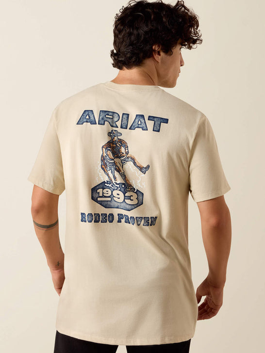 Ariat 10073416 Mens Proven Stamp Classic Fit T-Shirt Natural back view. If you need any assistance with this item or the purchase of this item please call us at five six one seven four eight eight eight zero one Monday through Saturday 10:00a.m EST to 8:00 p.m EST
