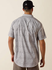 Ariat 10073439 Mens Printed 360 Airflow Classic Fit Short Sleeve Shirt Sleet back view. If you need any assistance with this item or the purchase of this item please call us at five six one seven four eight eight eight zero one Monday through Saturday 10:00a.m EST to 8:00 p.m EST
