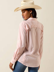 Ariat 10073444 Womens VentTEK Long Sleeve Shirt Peach Stripe back view. If you need any assistance with this item or the purchase of this item please call us at five six one seven four eight eight eight zero one Monday through Saturday 10:00a.m EST to 8:00 p.m EST